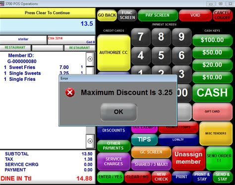 Maximum Discount Error Micros Pos 3700 Point Of Sale Systems Tek Tips