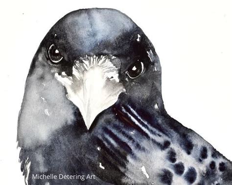 Crow Watercolor Crow Portrait Crow Art Crow Illustration Etsy Crow