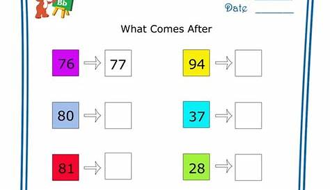 What comes after (number between 1 - 100) - Worksheet 9 - Teaching My Kid