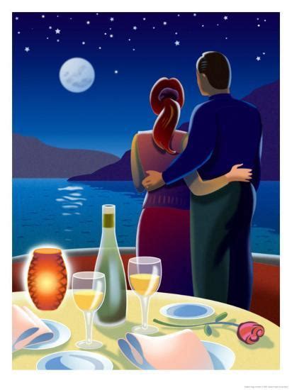 Couple At Romantic Dinner Art Print At