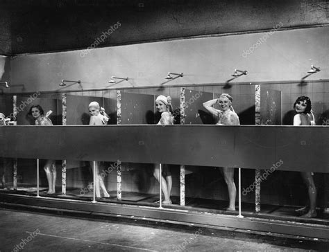Row Of Women In Public Showers Stock Photo By Everett