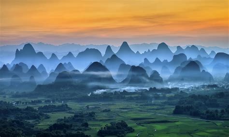 Sunlight Trees Landscape Mountains City China Hill Nature Sky