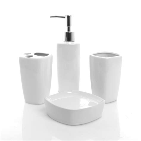 Myt 4 Piece White Ceramic Bathroom Set