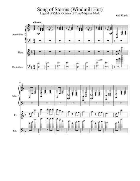 The song is believed to have been composed by slaves in the first half of the 19th century. Song of Storms (Windmill Hut) Sheet music for Flute, Accordion, Contrabass | Download free in ...
