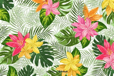 Free Vector Colorful Tropical Flowers Decorative Background