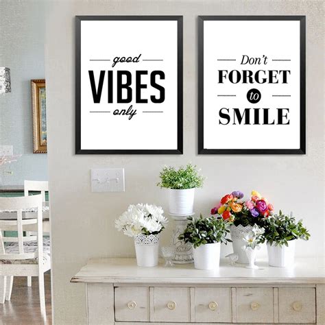 Nordic Minimalist Motivational Good Vibes Only Quotes Canvas Painting