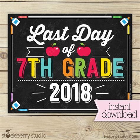 Items Similar To Last Day Of 7th Grade Sign Last Day Of School