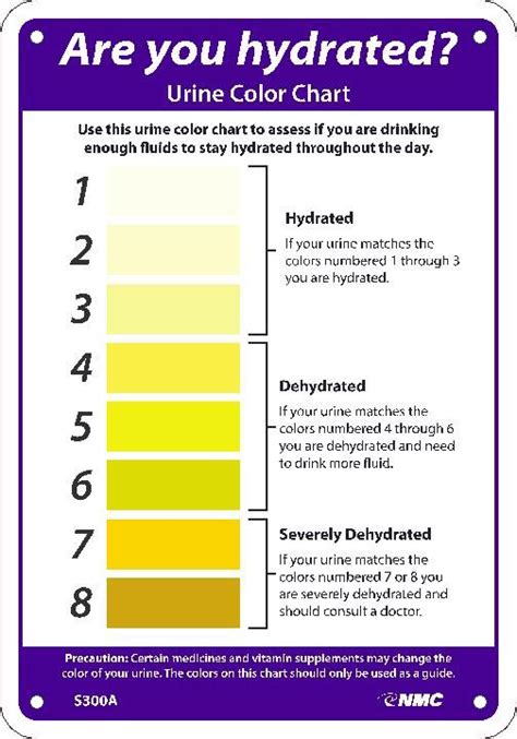 ARE YOU HYDRATED URINE COLOR CHART SIGN 10X7 040 ALUM National