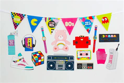 80s Party Decorations 80s Photo Booth Props Printable 80s Banner 80s