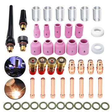 49Pcs TIG Welding Torch Stubby Gas Lens 10 Pyrex Glass Cup Kit For WP
