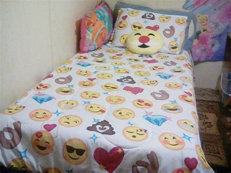 A bed, made up for sleeping in a house, hotel, or other sleeping accommodation. A cute twin bed emoji set | Emoji bedding, Bed, Toddler bed
