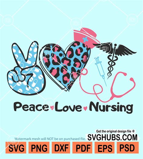 Peace love nursing svg, Leopard print Peace love nursing svg, Nursing svg