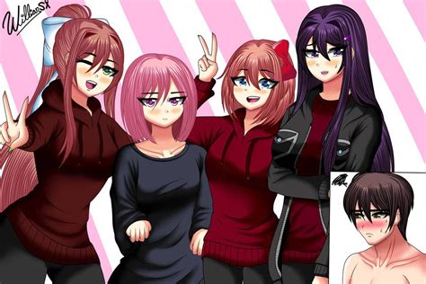 Ddlc The Girls In Mcs Clothes Ddlc Fanart By Willianxs On