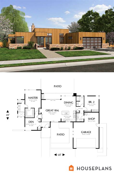 Plan 48 505 Modern Style House Plans Mid Century