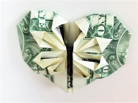 Dollar Bill Origami Heart With Flower Fave Mom Dollar Bill Origami