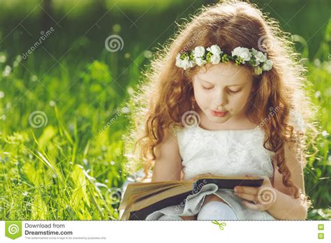 Little Girl Closed Her Eyes Praying Dreaming Or Reading