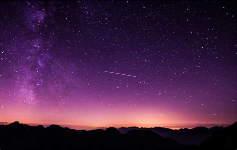 Shooting Stars In Purple Sky Hd Nature 4k Wallpapers Images