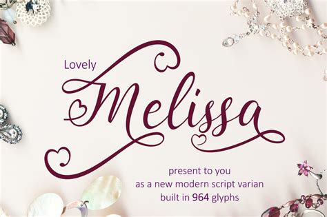 Lovely Melissa A Modern Script Font Including 964 Glyphs Only 7