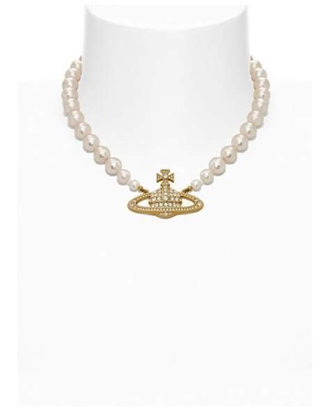 Vivienne Westwood One Row Pearl Bas Relief Choker In White Lyst