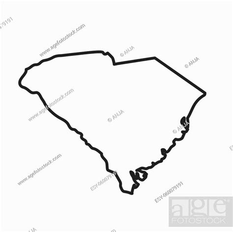 Black Outline Map Of South Carolina Us State Vector Illustration