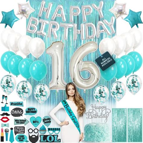 sweet 16 sixteenth 16th birthday decorations turquoise blue etsy 21st birthday party