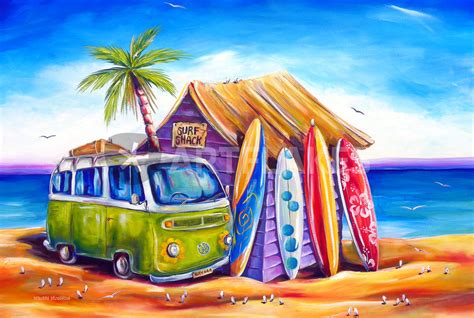Greenie Surf Shack Painting Art Prints And Posters By