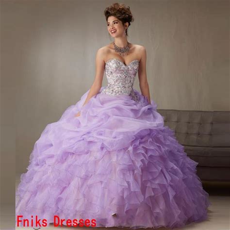 2016 New Lilac Quinceanera Dresses With Jacket Layered Ruffles Organza Beaded Top Ball Gown Lace