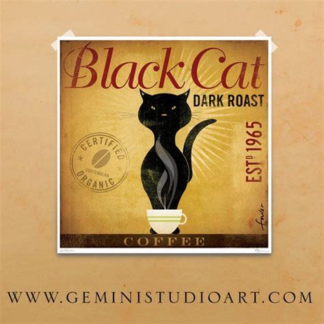 This tabby cartoon cat drawing is perfect for beginners. Black Cat Coffee Company graphic artwork giclee archival print by stephen fowler | Cat dark, Cat ...