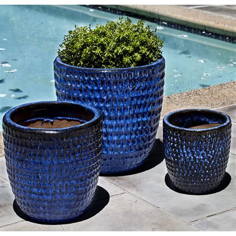 Modern Outdoor Ceramic Planters Royal Blue Kinsey Garden Decor