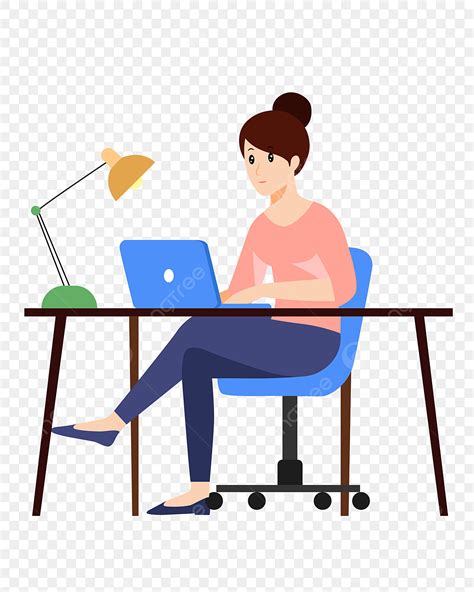 Girl Working Clipart Hd Png Vector Cartoon Girl Working Work Team