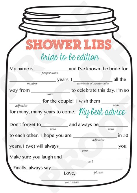 Bridal Shower Game Ideas Free Printable