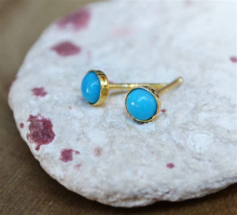 Sleeping Beauty Turquoise Stud Earrings In 14k Gold Fill