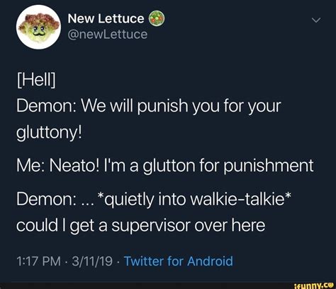 Demon We Will Punish You For Your Gluttony Me Neato I M A Glutton For Punishment Demon