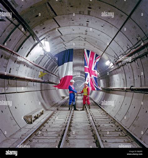 In A Channel Tunnel Rail Tunnel A French And Uk Engineer Commemorate