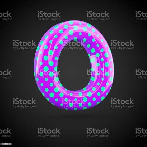 Violet Alphabet Letter O Uppercase With Blue Dots Isolated On White