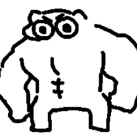 A Black And White Drawing Of An Elephant With Glasses On It S Head
