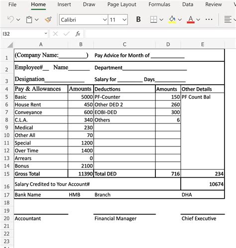 Salary Slip Format In Excel And Word Semiofficecom