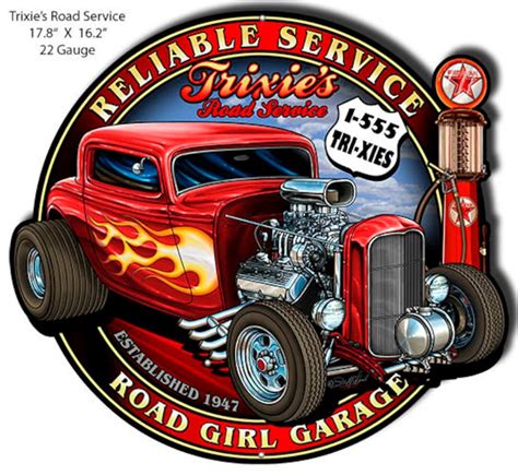 Hot Rod Garage Art Metal Sign By Steve Mcdonald 162x178 Etsy