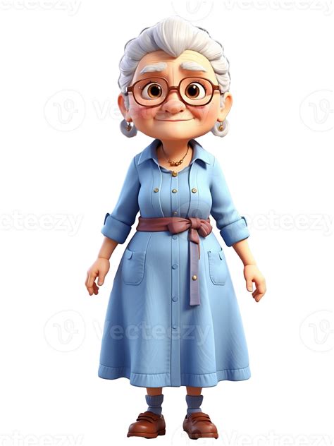 Ai Generated Grandmother Cartoon 3d Illustration Character Transparent