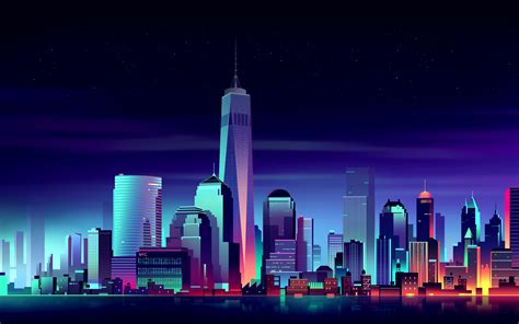 Night Cityscape Colorful New York City Wallpapers Hd