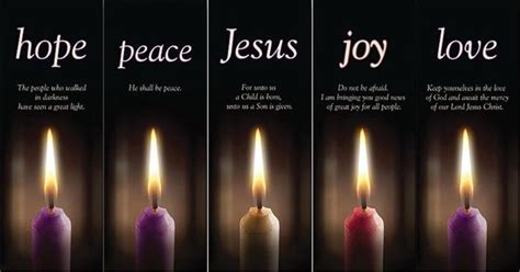 Hope Peace Joy Love And Jesus Advent Banner Set Of 5 With X Stands 63 Inch Advent Candles