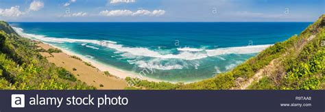 Top Aerial View Of Beauty Bali Beach Empty Paradise Beach Blue Sea