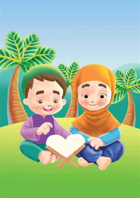 Gambar Anak Muslim Belajar Dengan Orang Tua Kartun