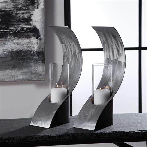 Swoop Candleholders Set Of 2 Modern Candle Holders Modern Candles