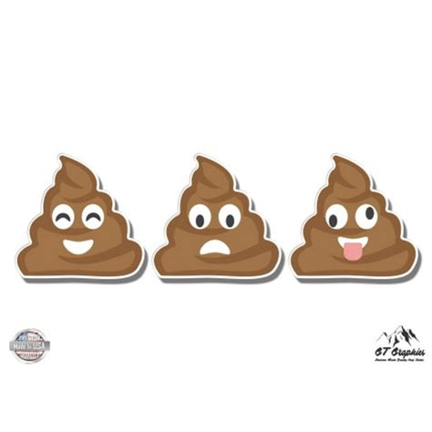 Poop Emoji Set Of 3 12 Vinyl Sticker Waterproof Decal