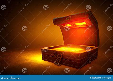 Magical Treasure Chest Opened With Glowing Contents Stock Illustration