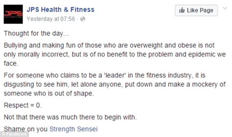 melbourne personal trainer strength sensei slammed fat shaming post daily mail online