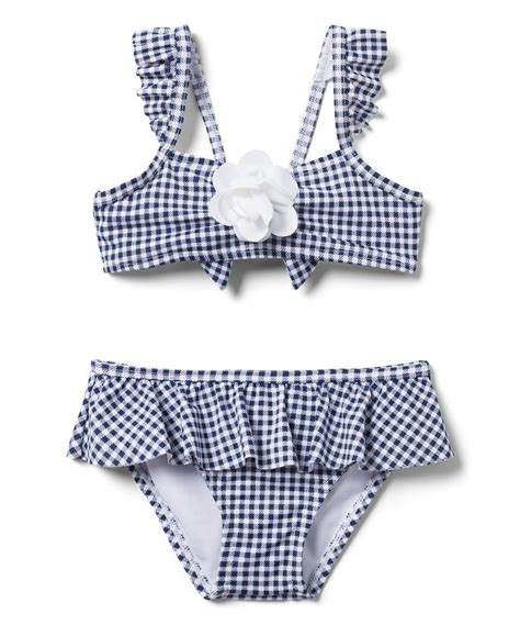 Take A Look At This Navy Gingham Ruffle Bikini Top And Bottoms Infant