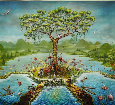 Ta057 Mike Dubois Tree Worshiped Eyeland Heady Art Mini Tapestry 30x45