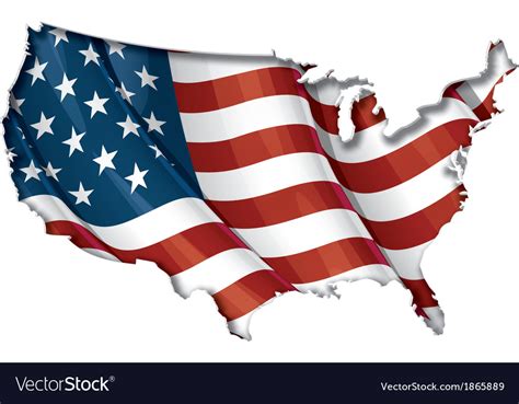 Us Flag Map Inner Shadow Royalty Free Vector Image
